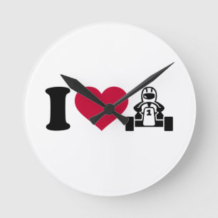 I love Kart racing Round Clock