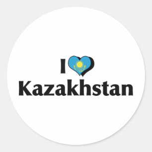 I Love Kazakhstan Flag Classic Round Sticker