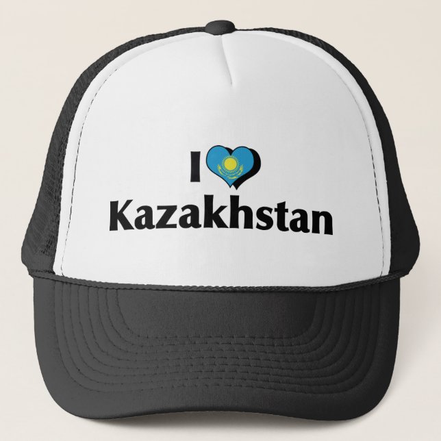 I Love Kazakhstan Flag Trucker Hat (Front)