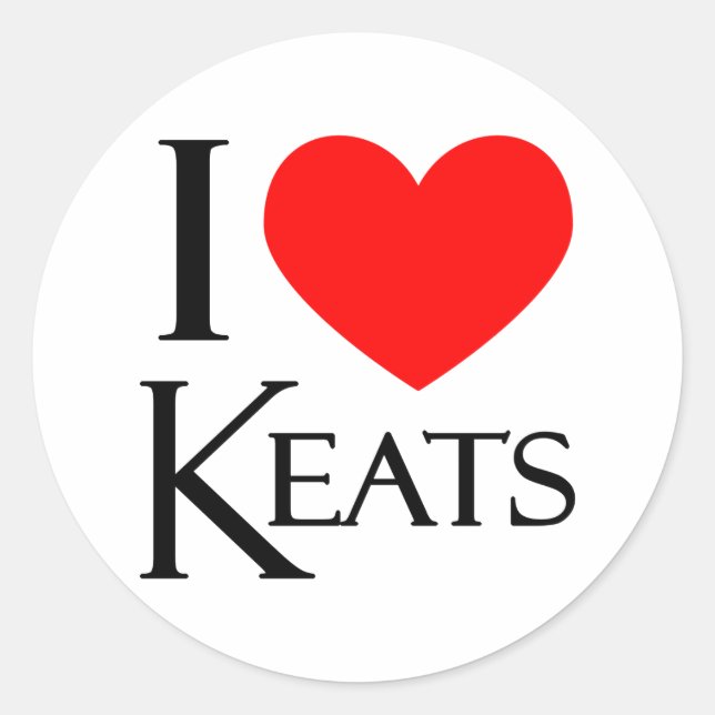 I Love Keats Classic Round Sticker (Front)