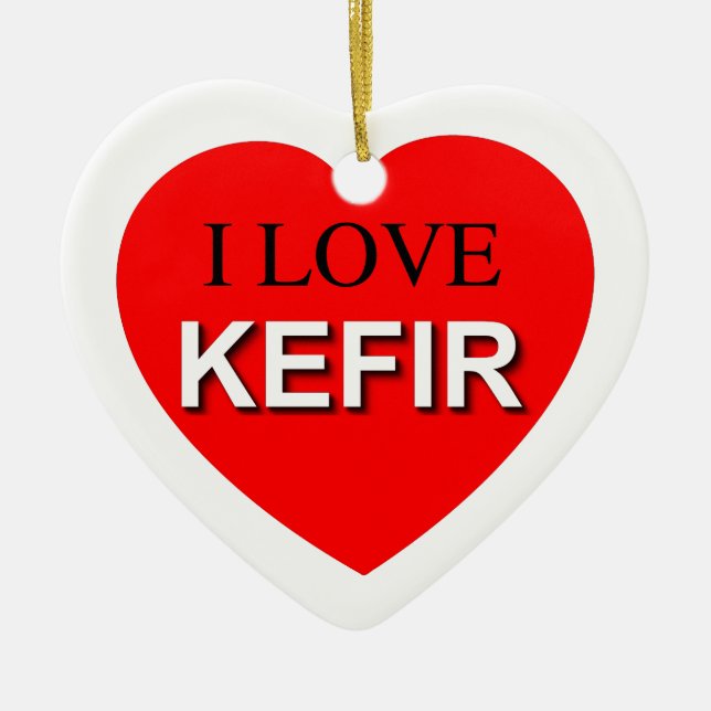 I Love Kefir Ceramic Ornament (Front)
