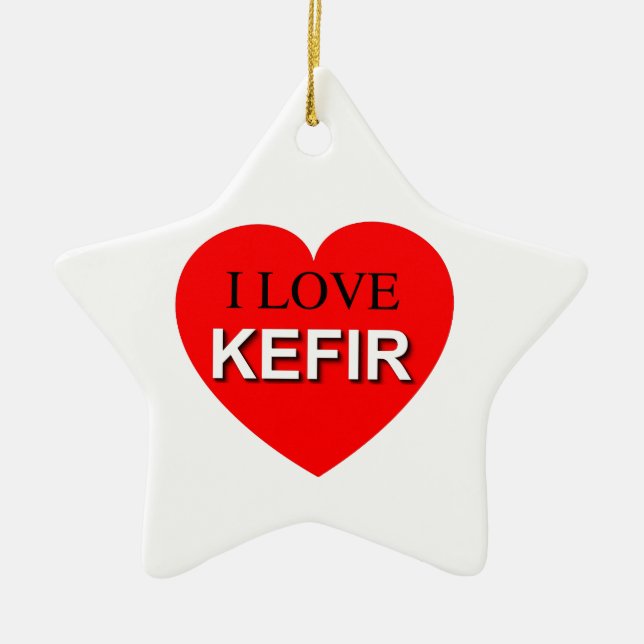 I Love Kefir Ceramic Ornament (Front)
