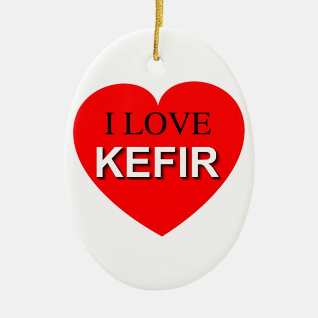 I Love Kefir Ceramic Ornament (Front)