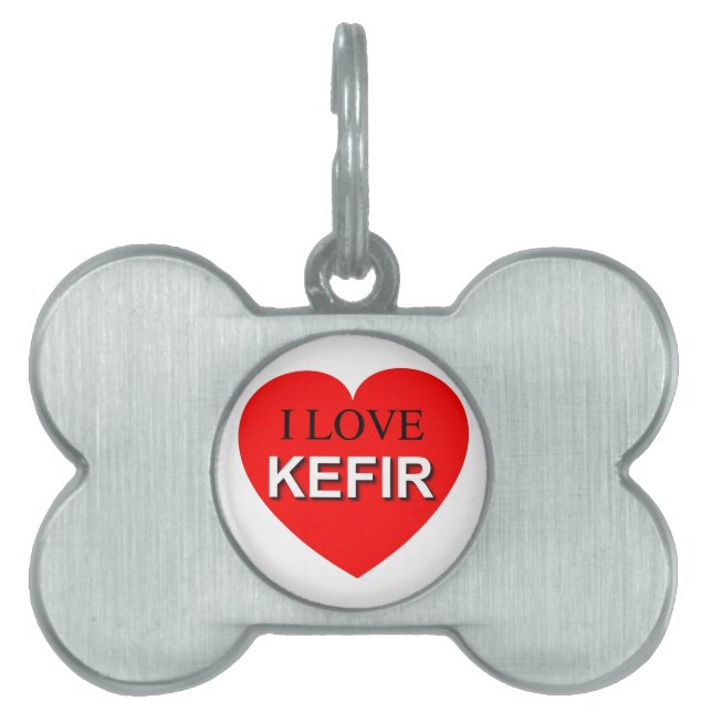 I Love Kefir Pet Name Tag (Front)