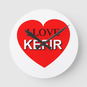 I Love Kefir Round Clock