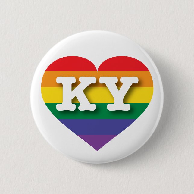 I Love Kentucky Rainbow Heart 2 Inch Round Button (Front)