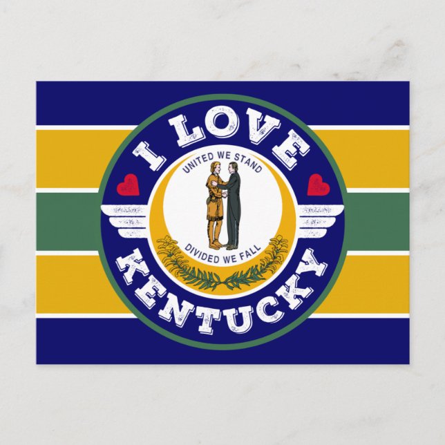 I Love Kentucky State Flag Retro Striped Pattern Postcard (Front)