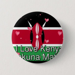 I Love Kenya and "Hakuna Matata" Art Print 2 Inch Round Button