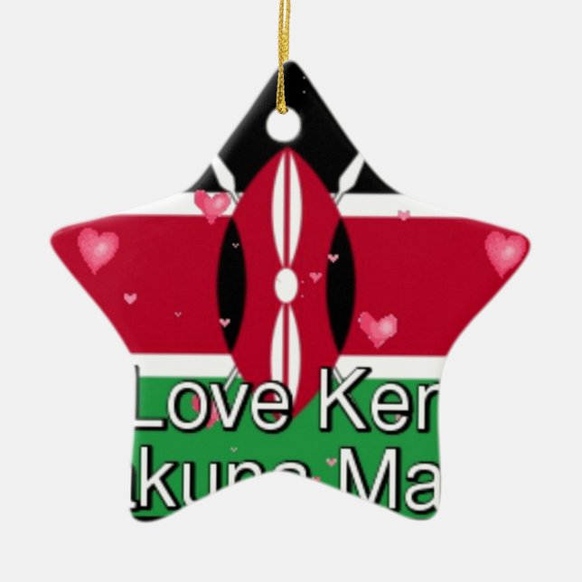 I Love Kenya and "Hakuna Matata" Art Print Ceramic Ornament (Front)