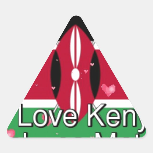 I Love Kenya and "Hakuna Matata" Art Print Triangle Sticker (Front)