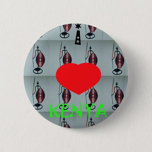 I Love Kenya Art Print 2 Inch Round Button (Front)