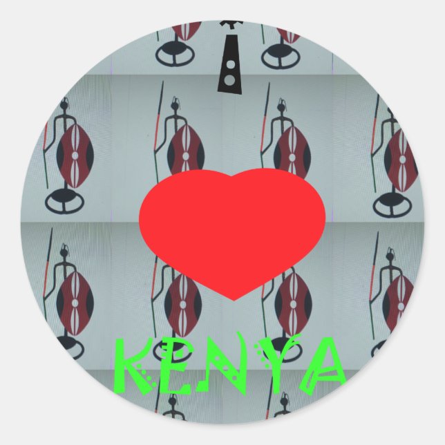 I Love Kenya Art Print Classic Round Sticker (Front)