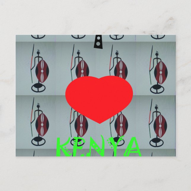 I Love Kenya Art Print Postcard (Front)