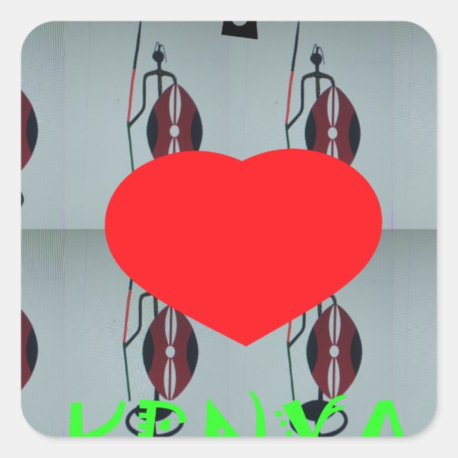 I Love Kenya Art Print Square Sticker (Front)