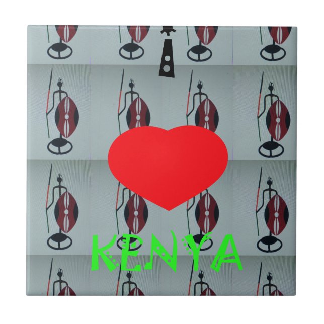 I Love Kenya Art Print Tile (Front)