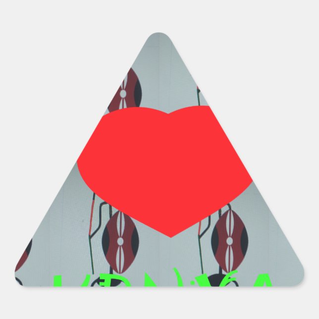 I Love Kenya Art Print Triangle Sticker (Front)