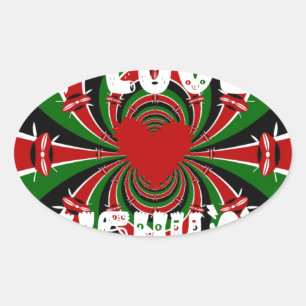 I Love Kenya: Beautiful Lovely National Flag Colou Oval Sticker