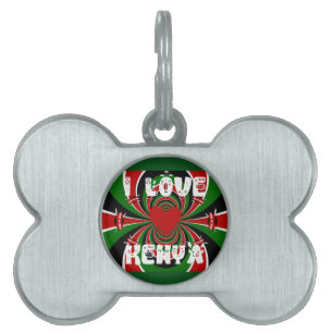 I Love Kenya: Beautiful Lovely National Flag Colou Pet Name Tag