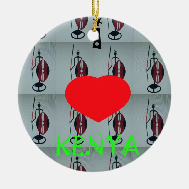 I Love Kenya Ceramic Ornament (Front)
