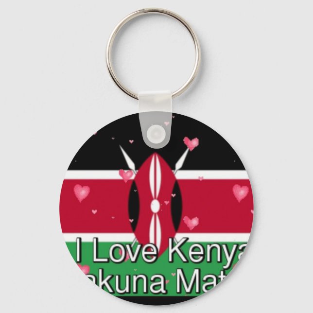 I Love ! Kenya Hakuna Matata Keychain (Front)