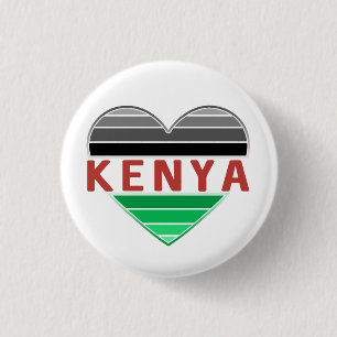 I Love Kenya, Kenyan Heart 1 Inch Round Button