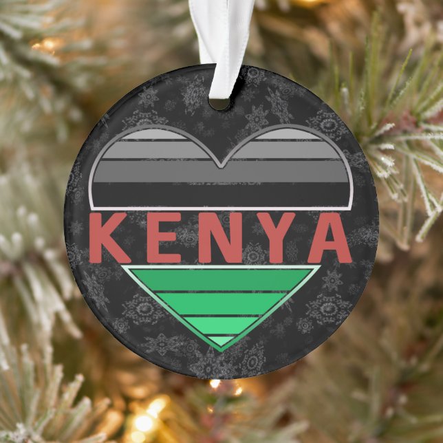 I Love Kenya, Kenyan Heart T-Shirt Ornament (Tree)