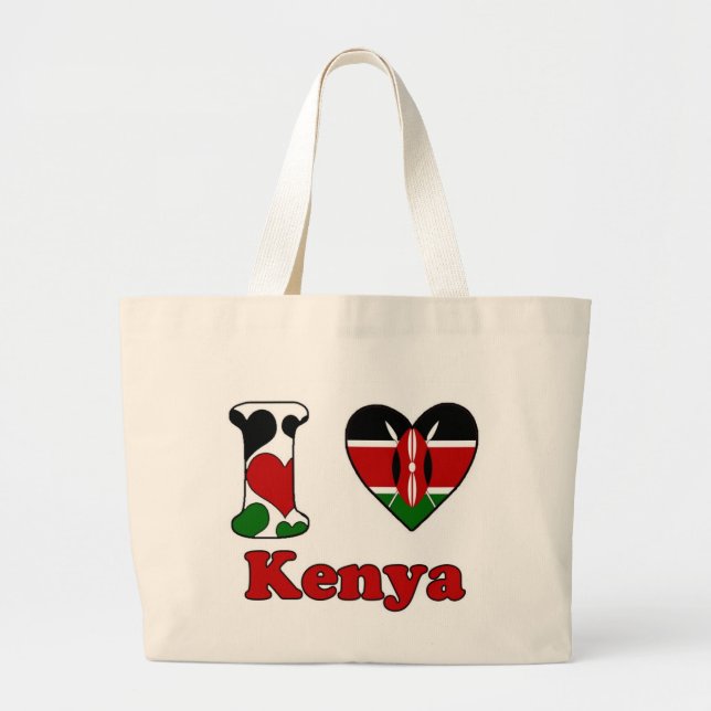 I love Kenya Large Tote Bag (Front)