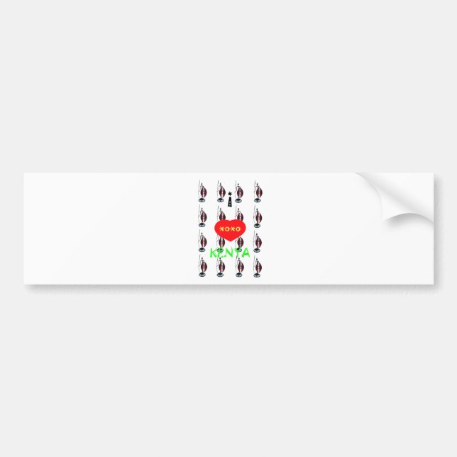 I Love Kenya Maasai Art Print Bumper Sticker (Front)