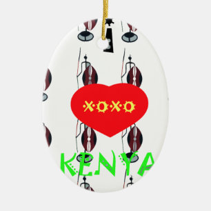 I Love Kenya Maasai Art Print Ceramic Ornament