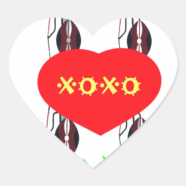 I Love Kenya Maasai Art Print Heart Sticker (Front)