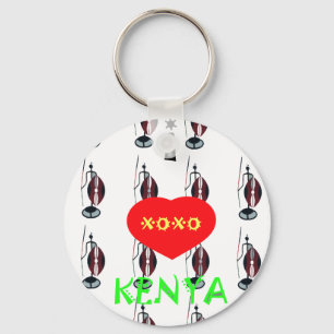 I Love Kenya Maasai Art Print Keychain
