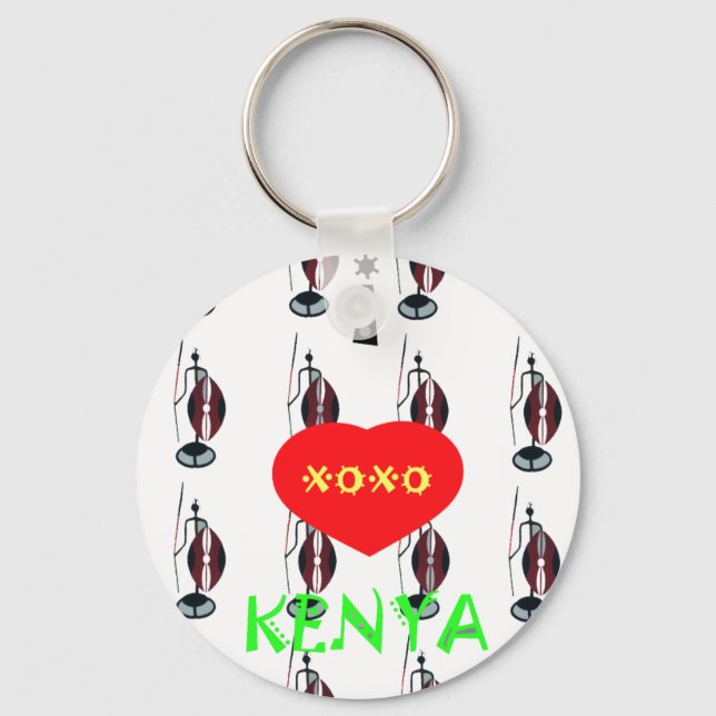 I Love Kenya Maasai Art Print Keychain (Front)