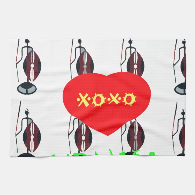 I Love Kenya Maasai Art Print Kitchen Towel (Horizontal)