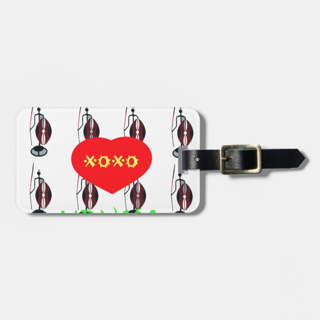 I Love Kenya Maasai Art Print Luggage Tag (Front Horizontal)