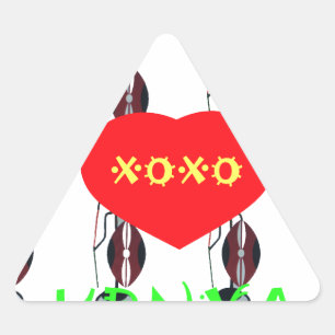 I Love Kenya Maasai Art Print Triangle Sticker