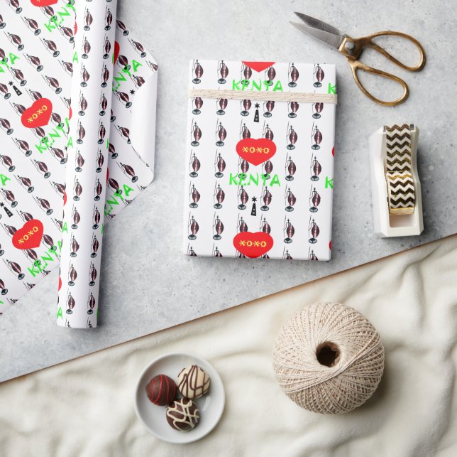 I Love Kenya Maasai Art Print Wrapping Paper (Crafts)