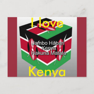 I Love Kenya National Flag 3D Carte postale