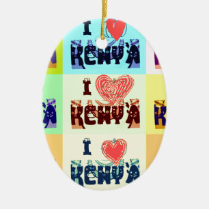 I love Kenya.png Ceramic Ornament