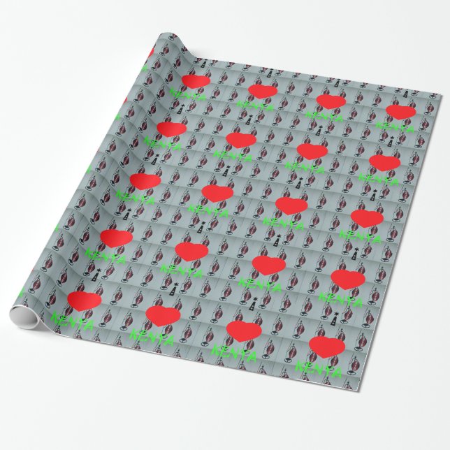 I Love Kenya Wrapping Paper (Unrolled)