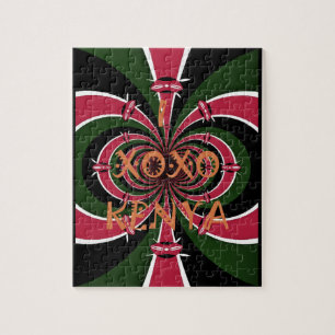 I Love Kenya XOXO National Flag Colours Jigsaw Puzzle