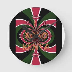 I Love Kenya XOXO National Flag Colours Round Clock