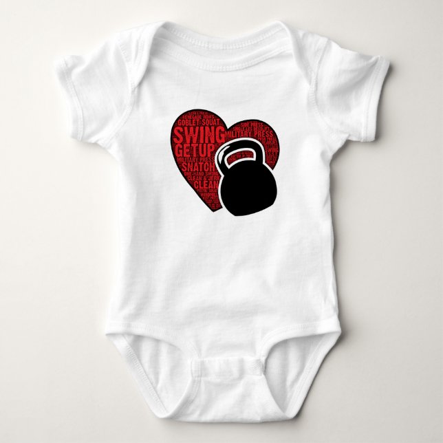 I LOVE KETTLEBELL DESIGN BABY BODYSUIT (Front)