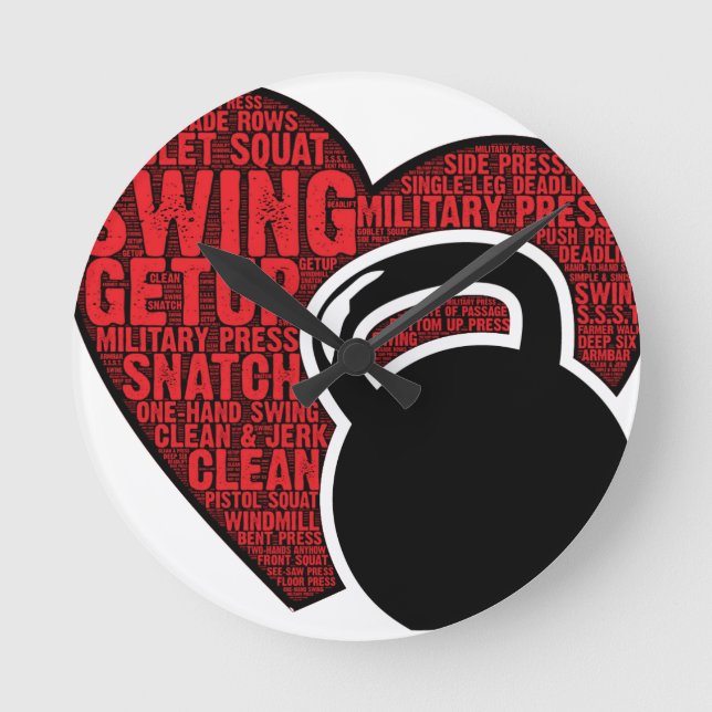 I LOVE KETTLEBELL DESIGN ROUND CLOCK (Front)