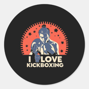 I Love Kick-boxing Boxing Love Kickboxer Kickboxin Classic Round Sticker