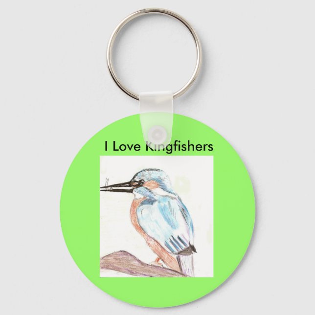 I Love Kingfishers Key Ring (Front)