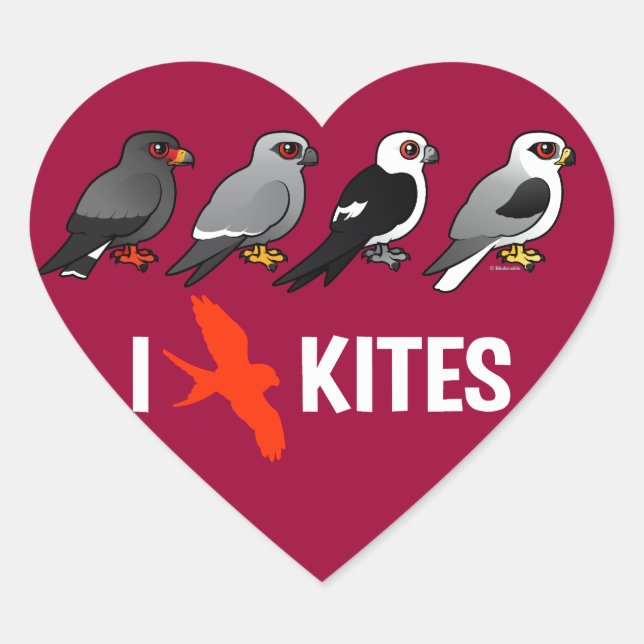I Love Kites Heart Sticker (Front)