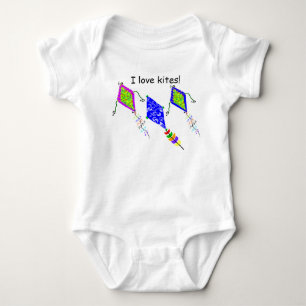 I Love Kites Musical Notes Crescent Moons Baby Bodysuit