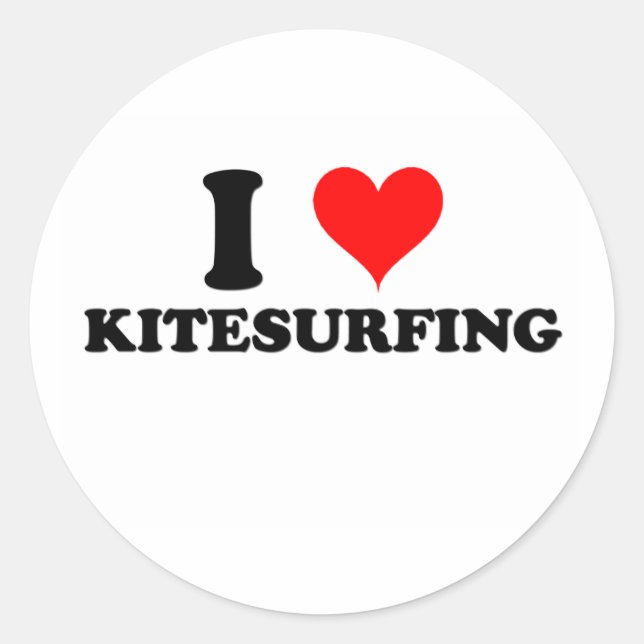 I Love Kitesurfing Classic Round Sticker (Front)