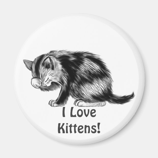 I Love Kittens Tabby Cat  Animal-lover Art Magnet (Front)