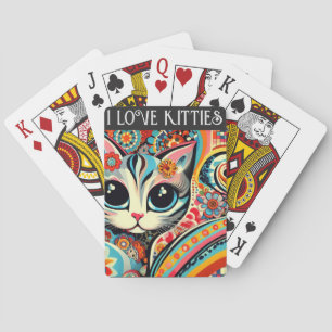 I Love Kitties Cat Mexican Folk Art Talavera Style Playing Cards
